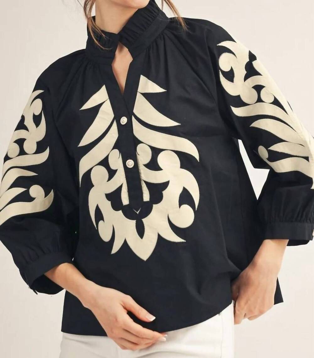 NEW JODIFL baroque applique detail top in black